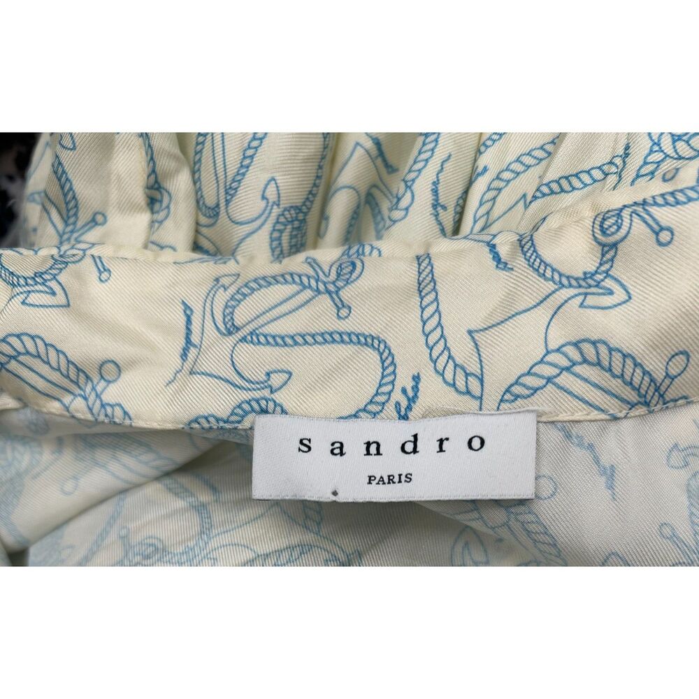 Sandro Paris Rozie Ecru Dress Women's Silk Beige Shift Size 40 - Picture 4 of 11